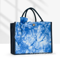 Bolso de mano grande hecho a mano Indigo Tie-Dye